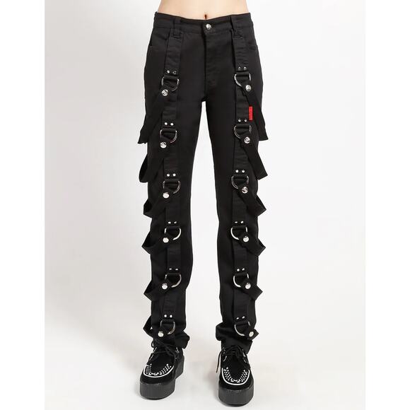 [Tripp NYC] Black Punk Rock Matrix D-Ring Straps Emo Gothic Bondage Pants Sz 32 - Picture 1 of 12